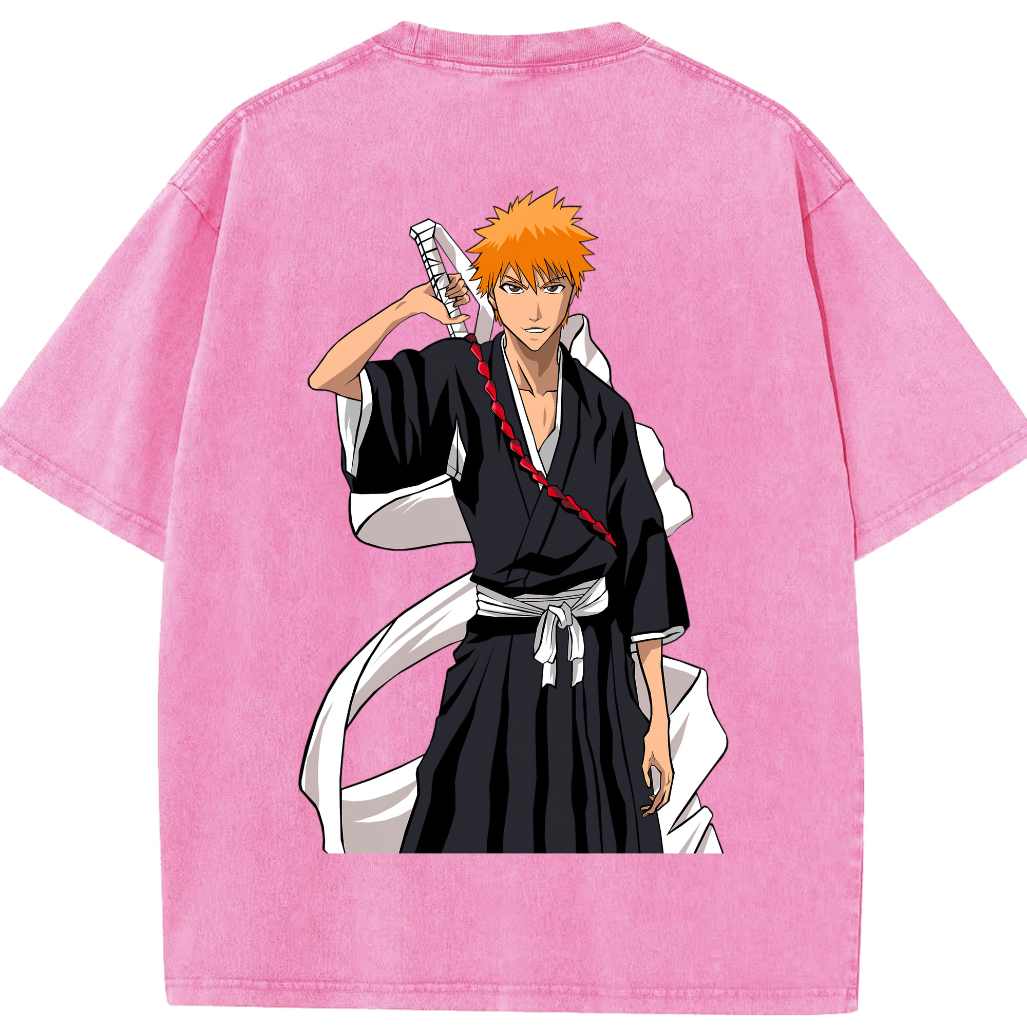 （画像用） ブリーチ 黒崎一護（くろさき いちご）BLEACH Kurosaki Ichigo 綿100% ヴィンテージ風 半袖Tシャツ（背面プリント）